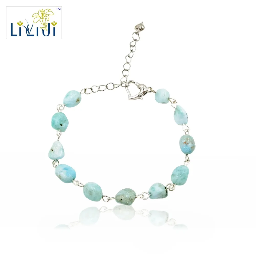 Lii Ji уникальный натуральный камень синий Larimar самородок в форме проволоки ручной