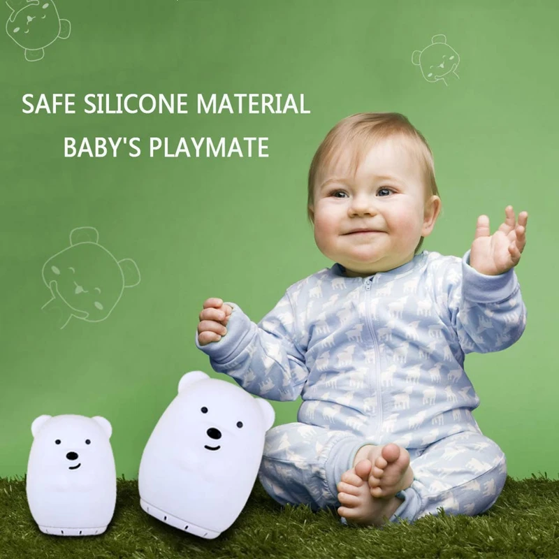 Nursery Bluetooth Music Speaker with Night Light, Cute Bear Portable and Rechargeable Baby Lullaby Soother Best Gift for Childre