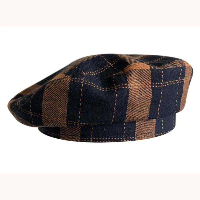 Осень и зима ретро головной убор в клетку темперамент леди Casquette Британский маляр шляпа newsboy восьмиугольная шапка BLM40