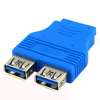 

20 pin Motherboard Header Female to Dual USB 3.0 Type A-Female Adapter Connector Blue Wholesale