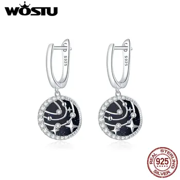 

WOSTU Planet Star Drop Earrings 925 Sterling Silver Blue Gold Stone Zircon Dangle Earrings For Women Presents Jewelry CTE423
