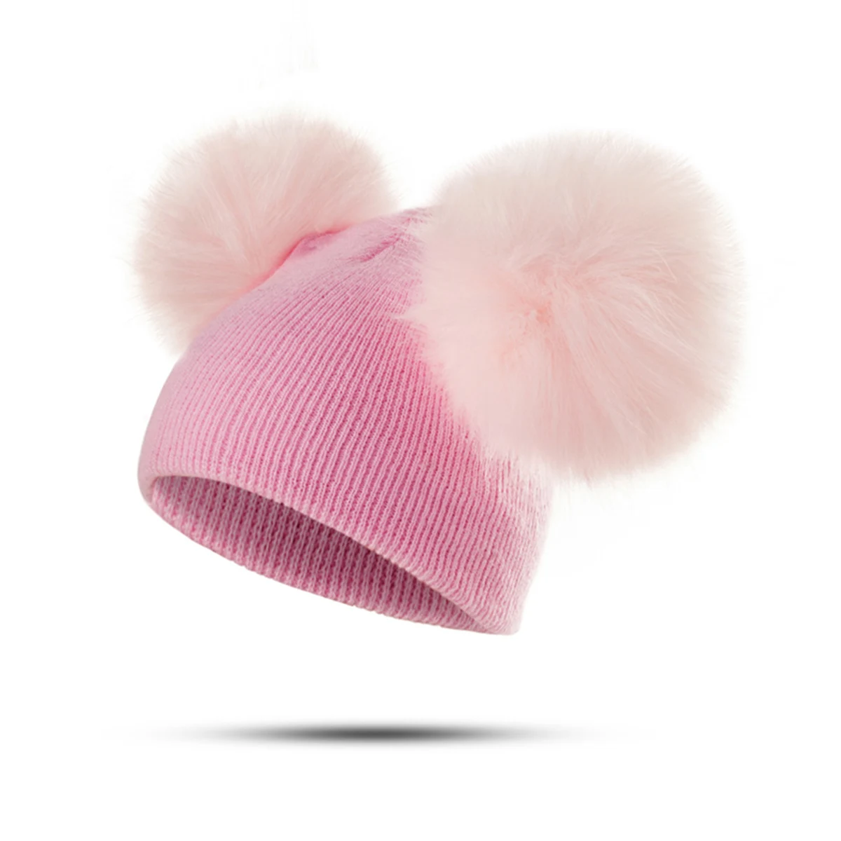 YEABIU милые зимние теплые детские шапки Вязаная хлопковая шапка Девочки Мальчики шапка зимняя шапка для детей плотная детская шапка - Цвет: pink