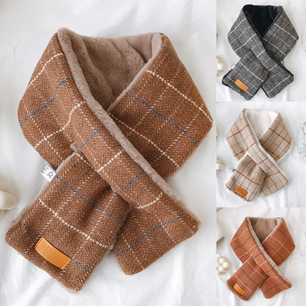 

Women Fashion Winter Faux Fur Scarf Plaid Printing Outerwear Scarf Warm Its special design will make you look unique #BA