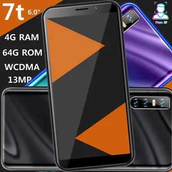 

7t Global quad core smartphones 4G RAM 64G ROM 13MP 6.0" 18:9 cheap celulares Face ID unlocked WCDMA Android mobile phones 3G