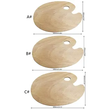 

Wooden Artists Palette with Thumb Hole Oil Acrylics Paint Palette Tray for Adult G8TA