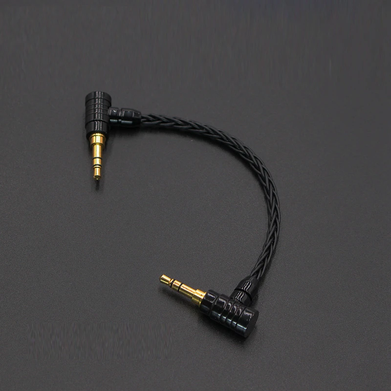 Audiocrast cabo de áudio estéreo macho para carro, 10cm 3.5mm de 3.5mm macho com 8 núcleos banhados a prata de 3.5mm, cabo de áudio hifi