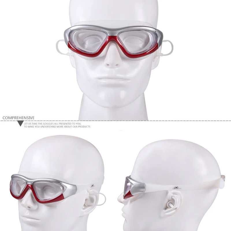 Myopia Swimming Goggles Earplug -2.0 to -9.0 Prescription Swim Pool Glasses Anti Fog Men Women Optical Waterproof Swim Eyewear 3