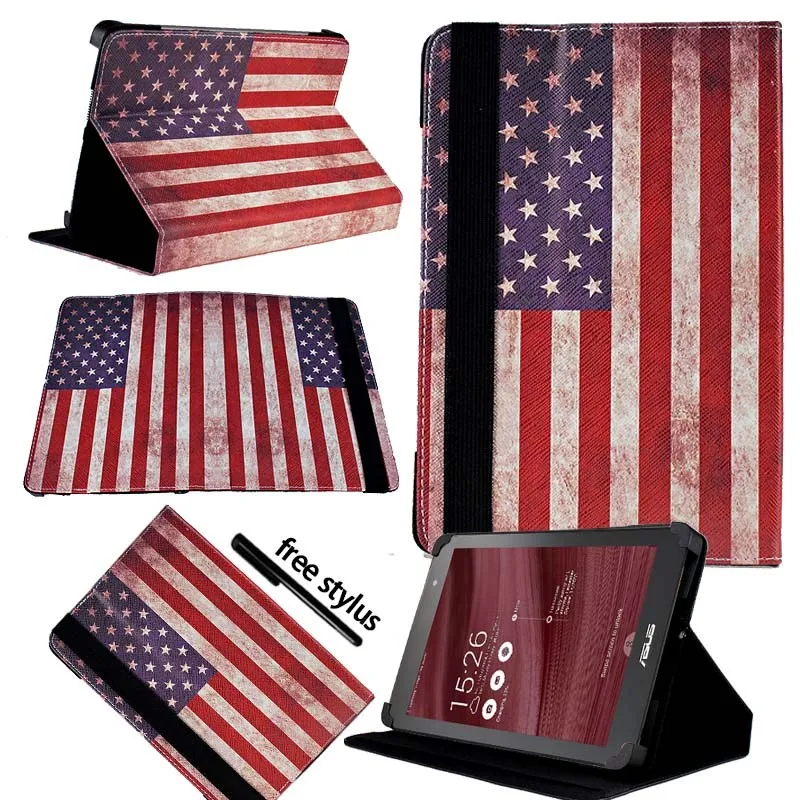 USA American Flag KK&LL для Asus MEMO Pad 7 дюймов-кожаный Смарт-планшет стенд Чехол-книжка+ Бесплатный стилус - Цвет: USA American Flag