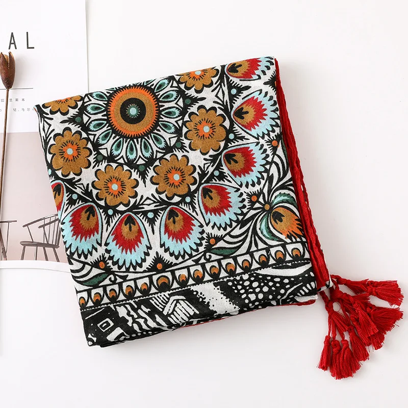 2020 женский осенне-зимний длинный шарф с принтом в мексиканском стиле глушитель