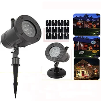 

12 Patterns Christmas Laser Snowflake Projector Halloween Outdoor LED Disco Lights Home Garden Star Light Indoor Decoration