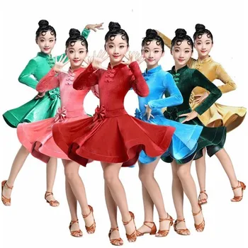 

Girls Latin Dance Costume Practice Ballroom For Cheap Cha Cha / Rumba / Samba / Jive / Quick Step 6 Colors