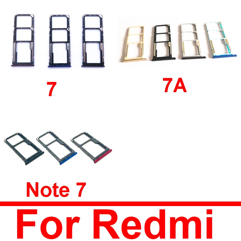 

Memory SIM Card Tray Holder Adapter For Xiaomi Redmi 7 7A Sim Card Reader For Redmi Note 7 Slot Socket Repair Replacement Parts