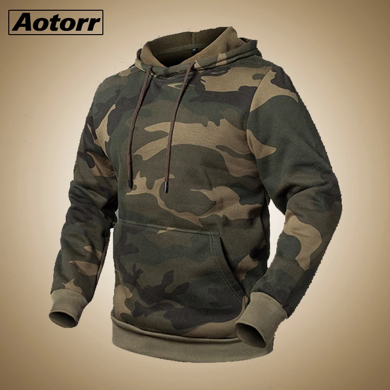 Aotorr с камуфляжным принтом толстовки капюшоном Мужские 2019 Мода Толстовка