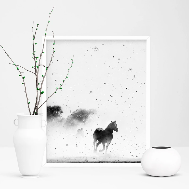 Horse-Art-Decor-Canvas-Prints-and-Poster-Black-and-White-Animal-Horse-Nordic-Canvas-Printing-Home (1)