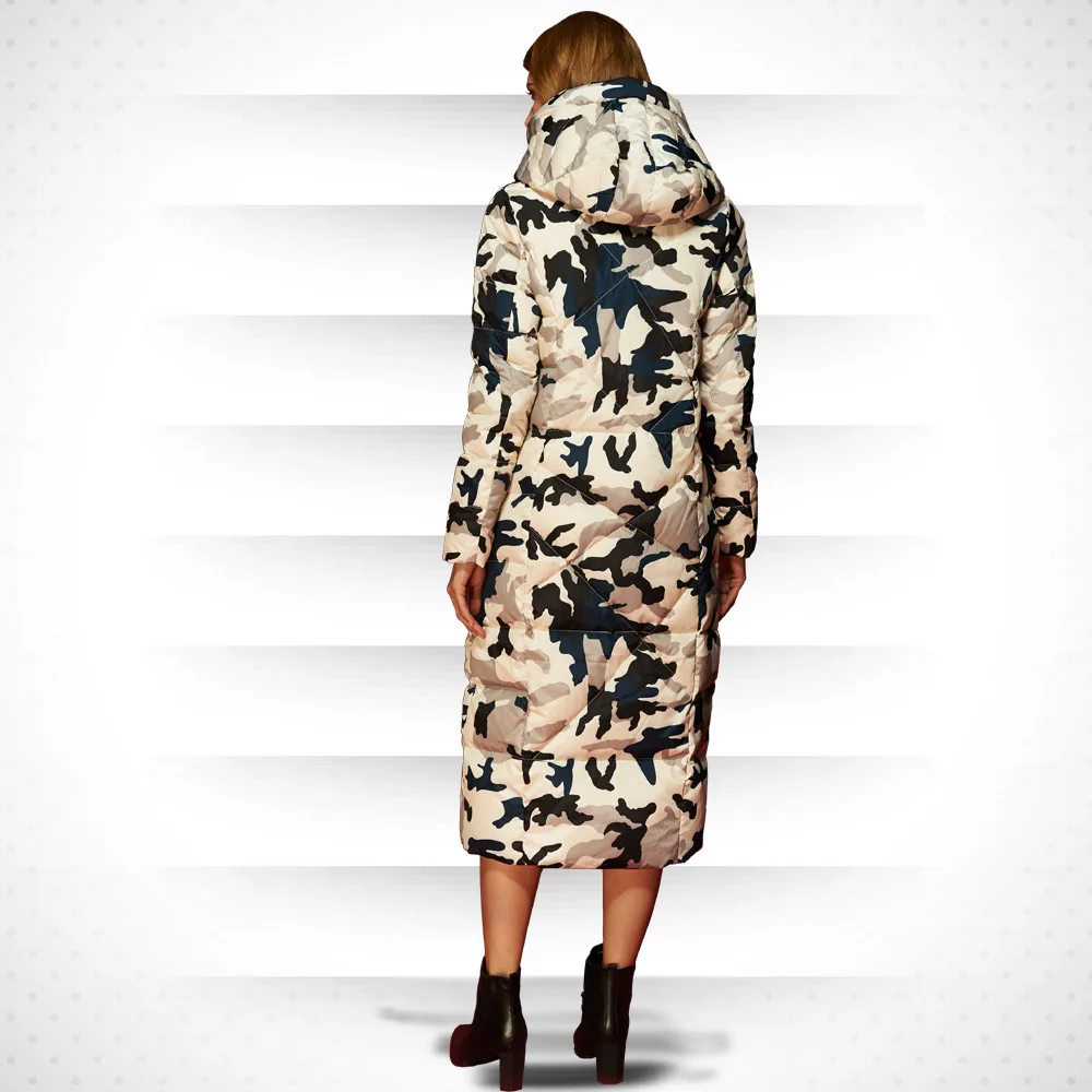 

Ladies' duck down jacket 2020 New X- Long Hooded Camouflage Plus Size Feather Jacet Women Thick Coat Plus Szie LX905