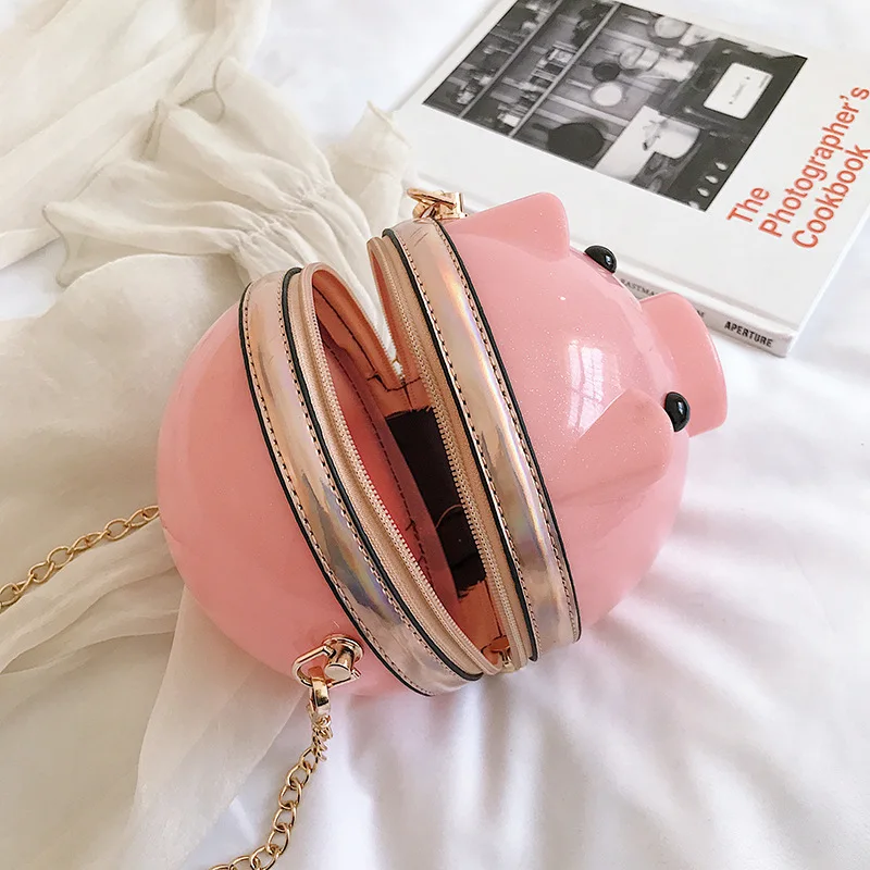 

2019 New Style Stereo PVC Hard Case Handbag Candy Pig Year Good Luck Shoulder WOMEN'S Bag