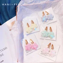 Hd7200a03 Южная Корея стиль милый Мерцающий Порошок Цветные Блестки цветок BB клип детские заколки пара заколки для волос