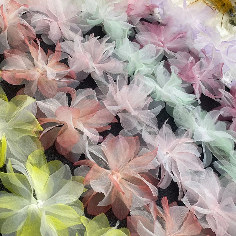3D Chiffon Lace Flowers Sewing Decoration