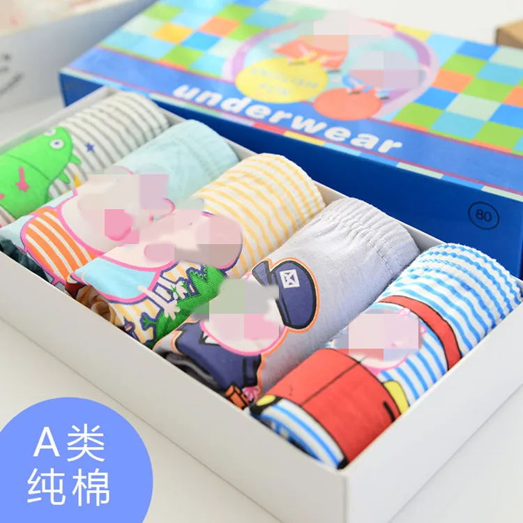 5Pcs/lot Kid Boys Underwear Cartoon dinosaur Baby Panties Cotton Boys Briefs Teenage Panties Children's Boxer Underpants Briefs - Цвет: Male pig