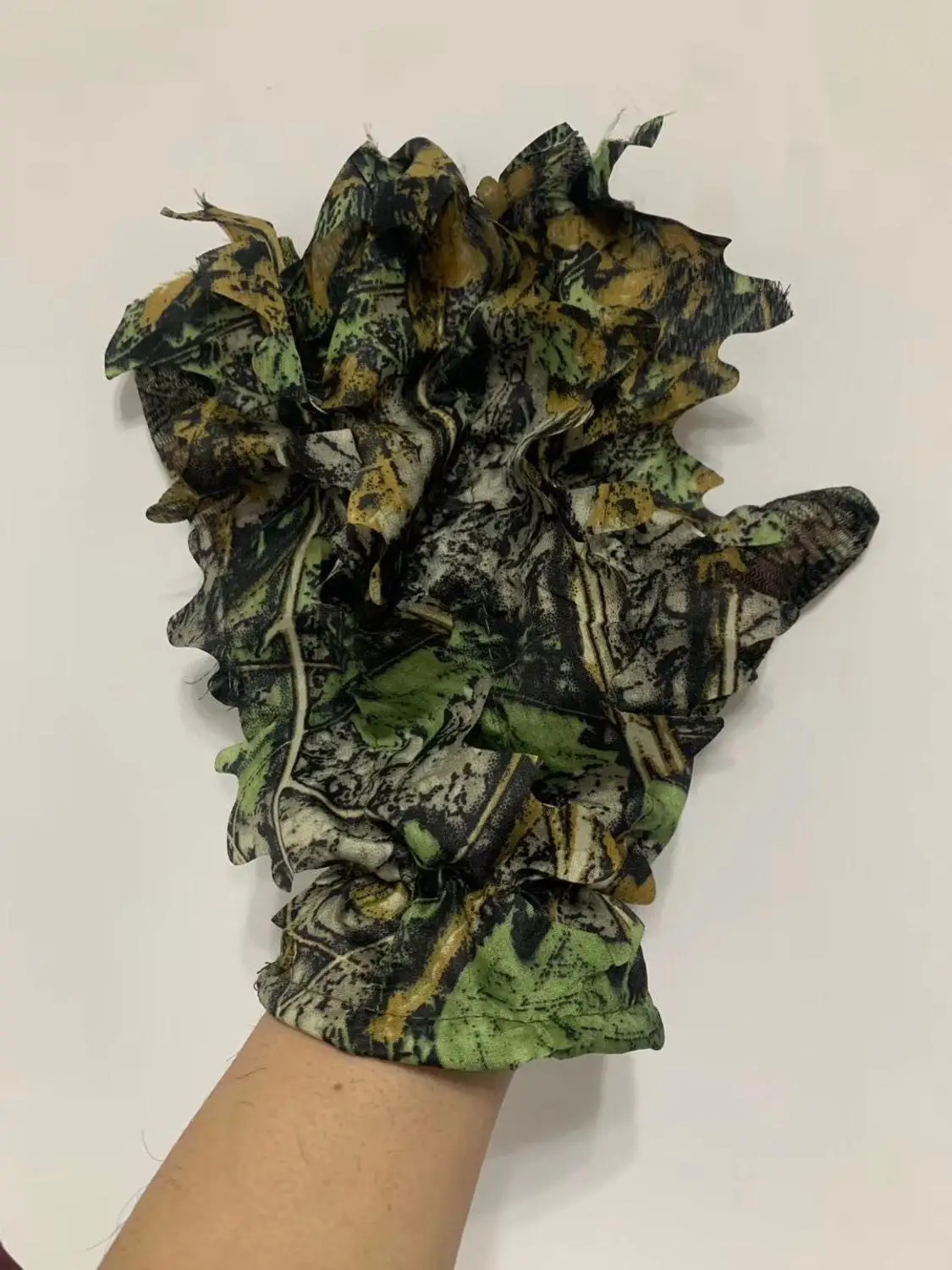 Hunting Ghillie Gloves Camouflage Suit Gloves 3D Bionic Leafy Camouflage Headwear for Jungle Wildlife Photography Turkey Camo hunting accessories