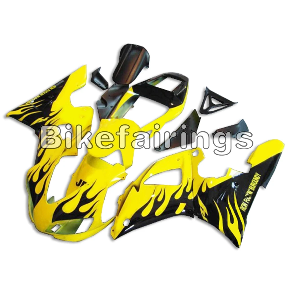 Для Yamaha YZF1000 R1 1998 1999 YZF R1 98 99 литьевой пластмассовый комплект обтекателей, полный желтый и черный корпус пламени