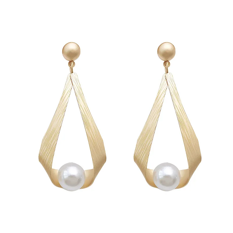 Trendy Crystal Round Pendant Drop Earrings For Women Fashion Pearl Charm Statement Jewelry Wedding Earrings Female drop earrings dangle earrings