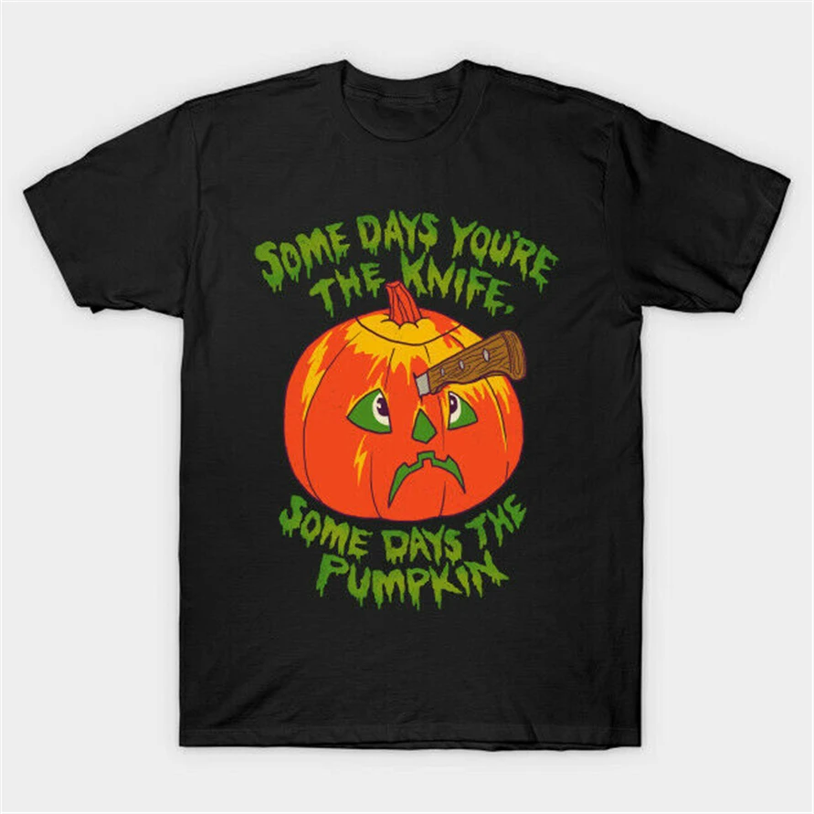 Несколько дней вы нож несколько Тыква Хэллоуин черная футболка Diy pritted tee shirt |