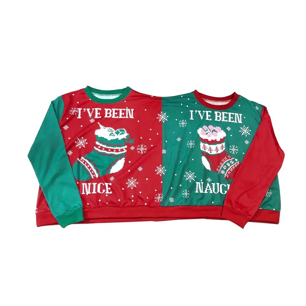 Рождественский топ, рубашка для влюбленных, два человека, с буквенным принтом, рождественские парные пуловеры, новинка, Рождественская распродажа, футболка женска 502TS30 - Цвет: Multicolor