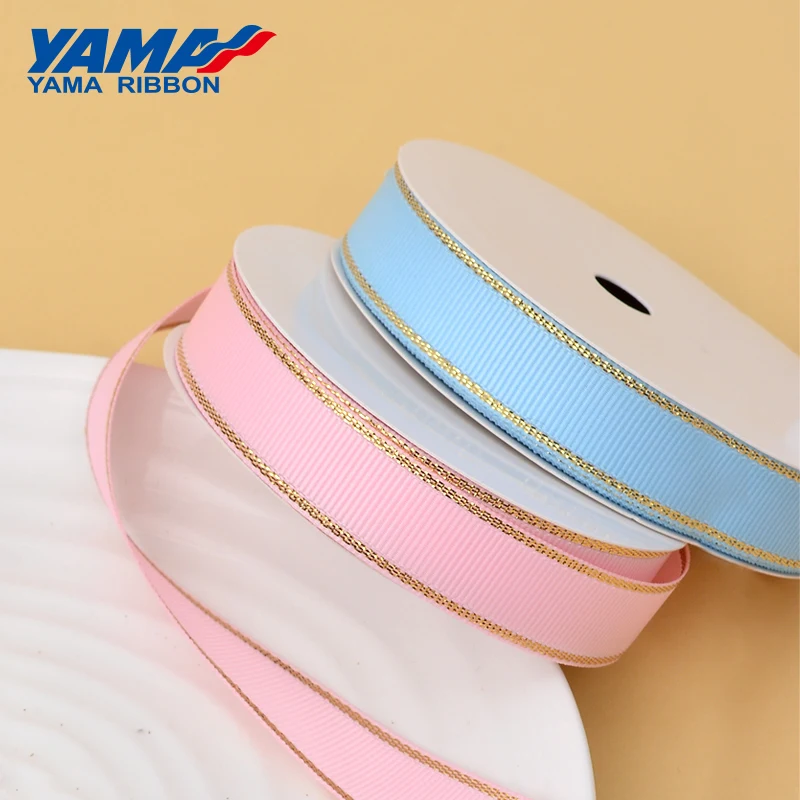 Ribbon Decoration Ribbon Supplies Grosgrain Ribbon Wrapping Ribbon 6mm 9mm 16mm 25mm 38mm Wide 100yards Gold Metallic Edge Grosgrain Ribbon Diy Gift Packing Decoration Wedding Crafts