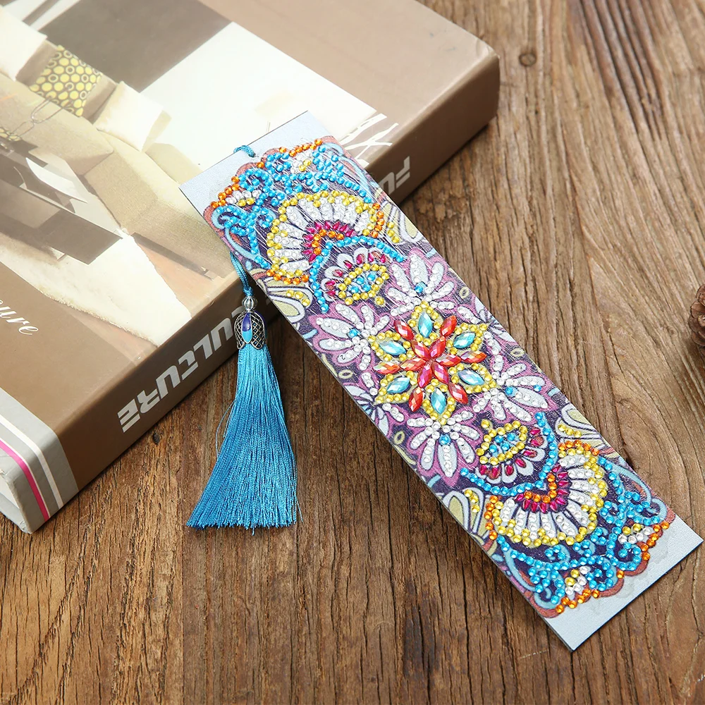 2019 New 5D DIY Diamond Painting Leather Bookmark Tassel Bookmarks Special Shaped Embroidery Craft | Канцтовары для офиса и