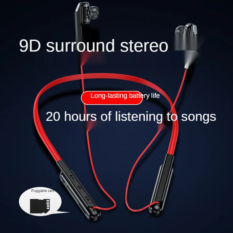 

Q18 Wireless Headset Neck Hanging Style New Sports Stereo Earphone Dual-action Ring Quad-core Four-speaker Headphone Dropship