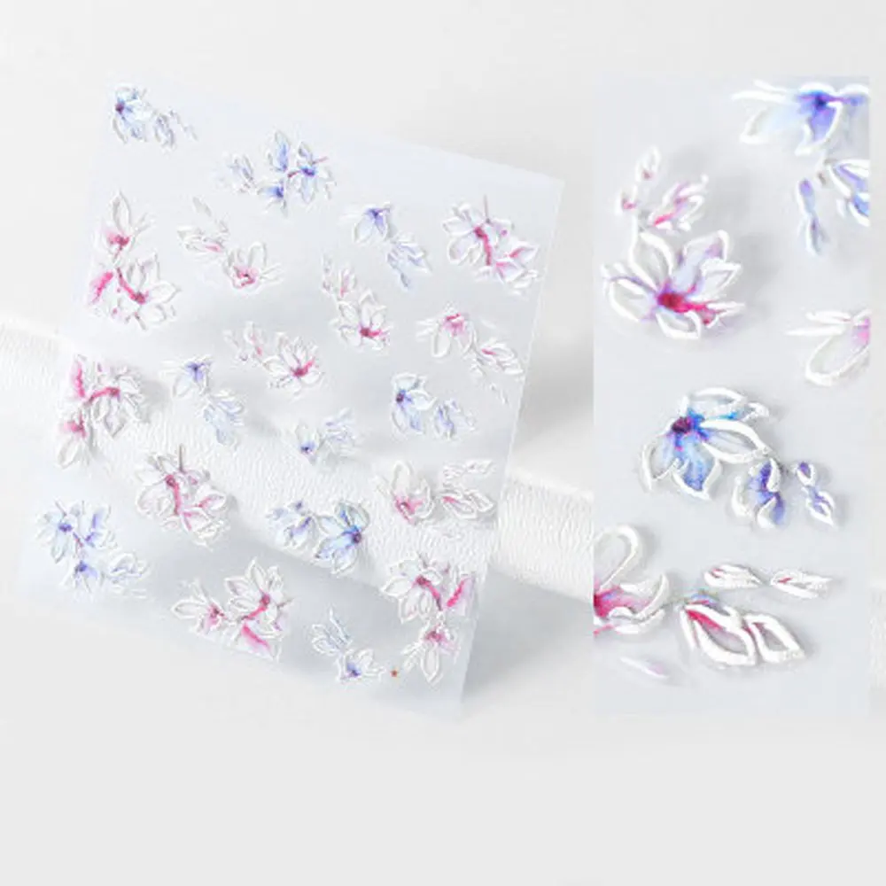 multicolor flower 5D наклейки для дизайна ногтей, переводные наклейки с тиснением в виде листа цветка, самоклеящиеся наклейки для ногтей, экологически чистые, сделай сам, декор для ногтей, аксессуары для маникюра - Цвет: multicolor flower