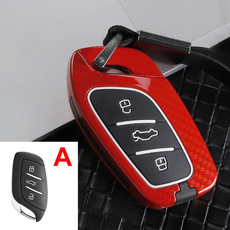 Zinc alloy+Silicone Car Remote Car Key Case Cover For Roewe RX5 I6 Erx5 Ei5 Rx8 RX3 MG6 For MG ZS RX8 Mg 6ZS 3button Accessories - Название цвета: A Carbon Red