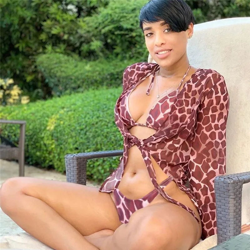 

2020 New Style Bathing Suit Bikini Three-piece Set Gauze Swimwear Europe And America Bikini WOMEN'S Swimsuit