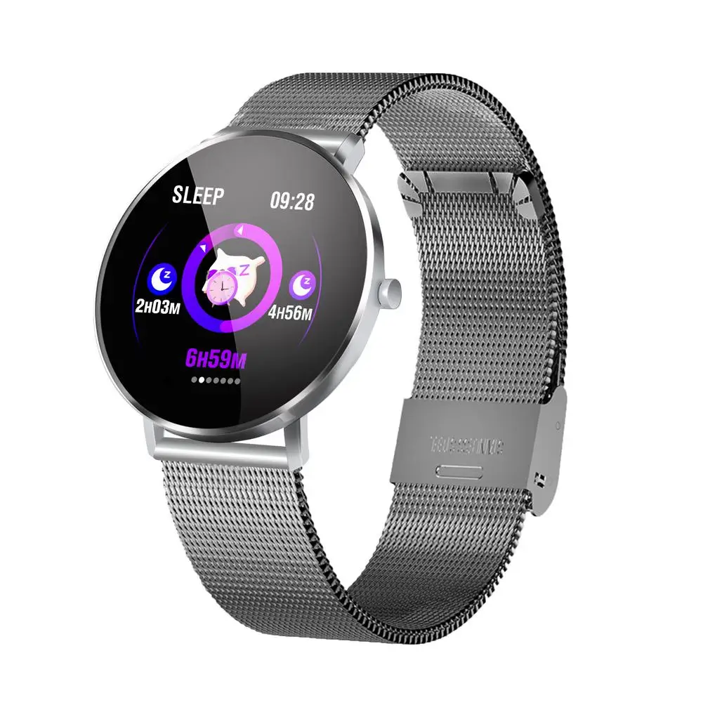 Silver Steel strap F25 умный Браслет, полный экран, сенсорный gps трекер, пульсометр, монитор артериального давления, смарт-браслет, спортивные Смарт-часы для женщин - Цвет: Silver Steel strap