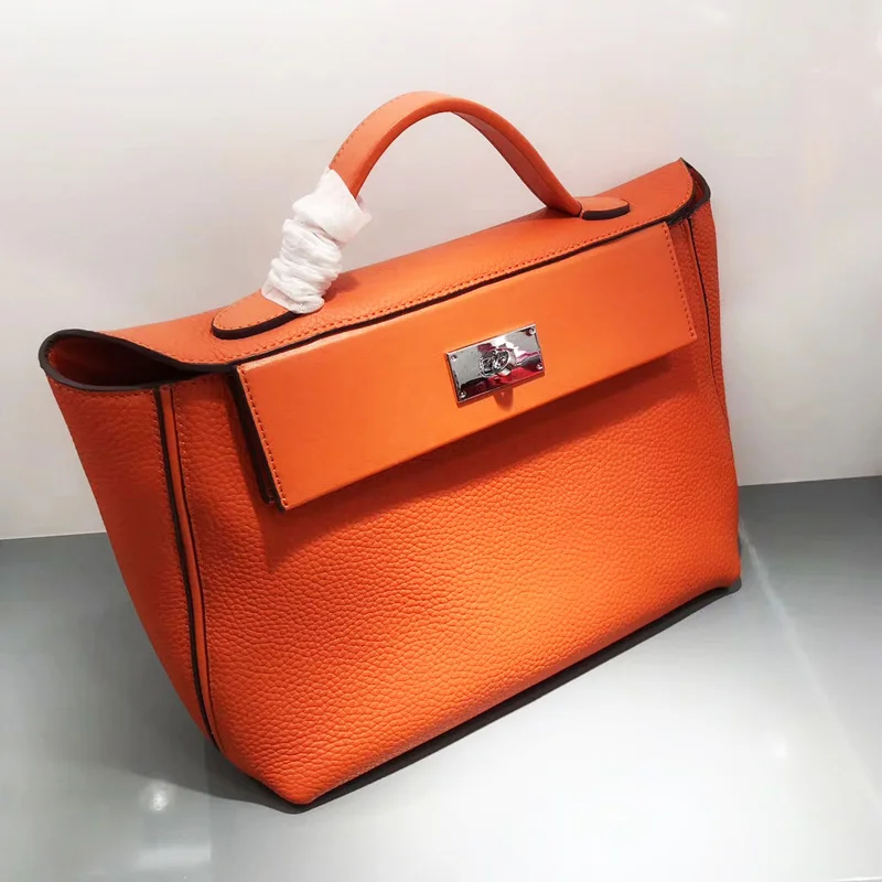 Orange Новые сумки с верхней ручкой, женская сумка, высокое качество, натуральная коровья кожа, женские кожаные сумки - Цвет: Orange
