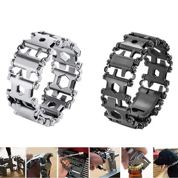 

Multifunction Tool Bracelet Tread Bracelet Stainless Steel Outdoor Bolt Driver Tools Kit Friendly Wearable Bike Camping Tool Set