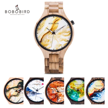 Relogio Masculino BOBO UCCELLO Personalizzato Uomini di Orologi di Lusso di Marca Foto Stampa Marmorizzazione Orologi Da Polso Maschile Clock Dropshipping