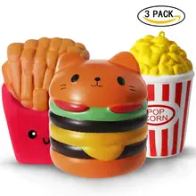 [ Clearance Sale ] Slow Rising squeeze toy PU Simulation Hamburger Fries Squishy Toys Scented Stress Relief for Kid Gift Outdoor