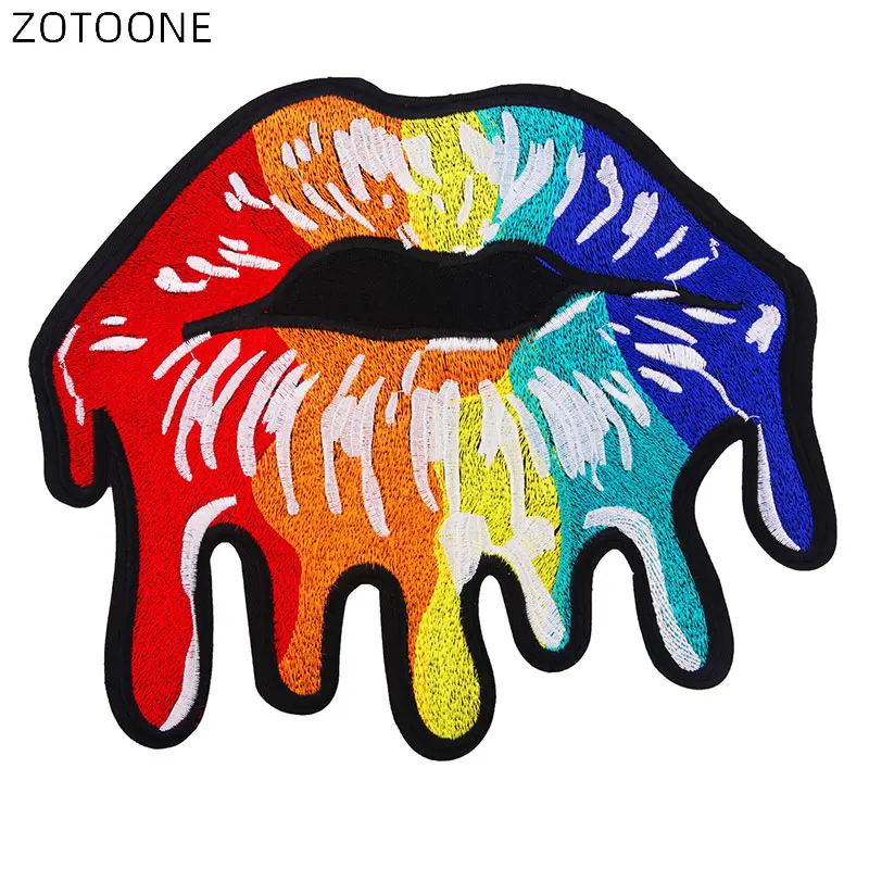 ZOTOONE большой задник сексуальные красочные заплатки губы вышивка патч для куртки