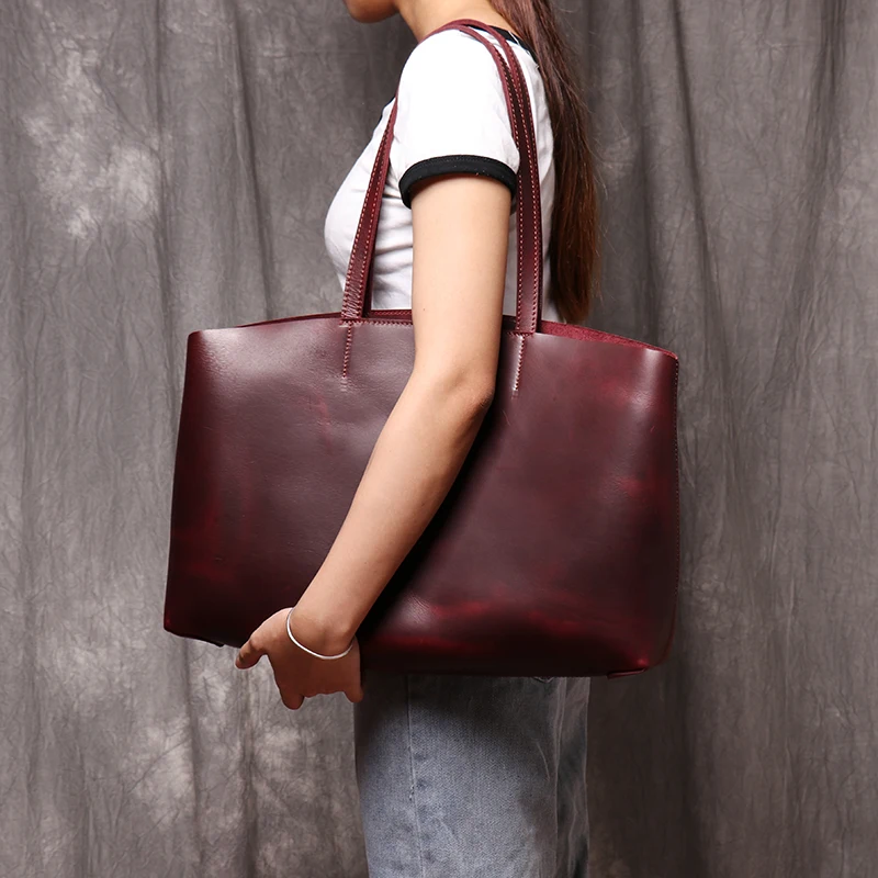 Woosir Large Leather Tote with Inner Pocket