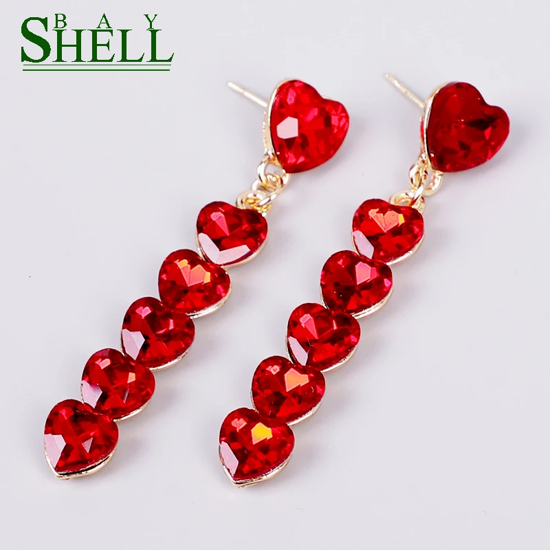 Женские серьги с кристаллами в форме сердца Shell Bay черные полимерные Серьги