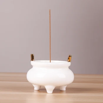 

White Jade Incense Burner Porcelain Stick Holder Thurible Creative Room Decor Smoke Diffuser Wierook Houder Burner Holder AC50XL