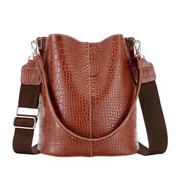 

Luxury Leather Bucket Bag Handbag fashion simple large capacity Women Bags Crocodile Crossbody Bag For Women Shoulder Bag brand
