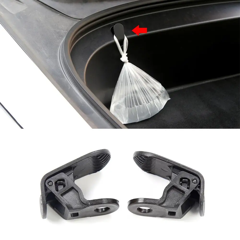 2Pcs/Set Black Car Front Trunk Bag Cargo Hooks Clip Bolt Covers For Preventing Storage Bag Shaking For TeslaAccessories