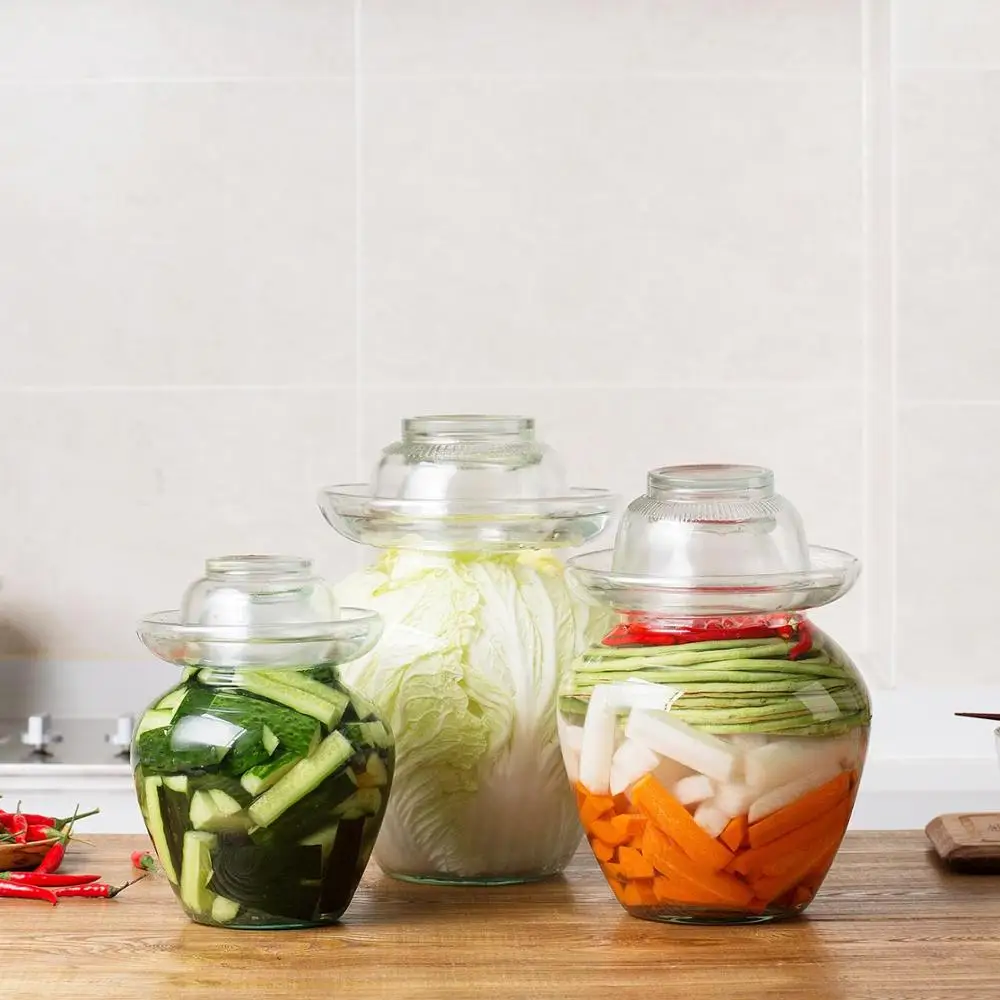 1 шт. Япония Корея прозрачное стекло Kimchi Jar кухня утолщенные маринованные банки бытовые маринованные банки цилиндр запечатанные банки