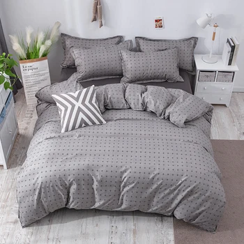 

BEST.WENSD Brief Geometric Gray Bed Comforter Sheet Duvet Cover Cotton Super King Queen Bedroom Cover Set Bedding Cover 3/4pcs