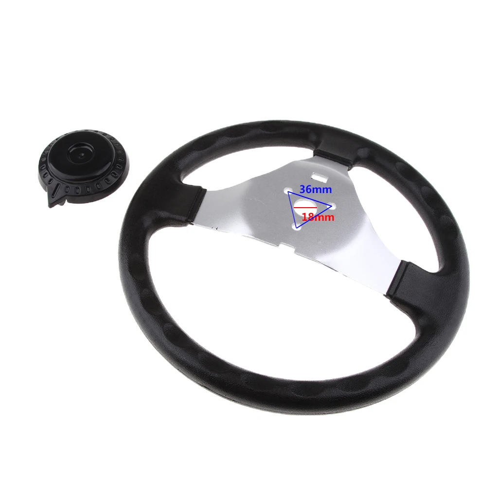 300mm 11.8 inch Steering Wheel Soft Grip 3 Spoke with Cap for Kandi, Hammerhead, Roketa, Taotao Go-Karts & Buggies 150cc-250cc
