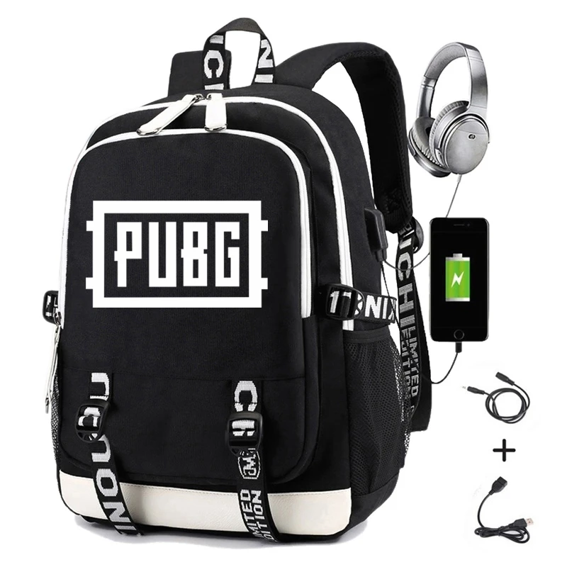 Рюкзак Playerunknown's Battlegrounds мужской с принтом USB-разъемом | Багаж и сумки