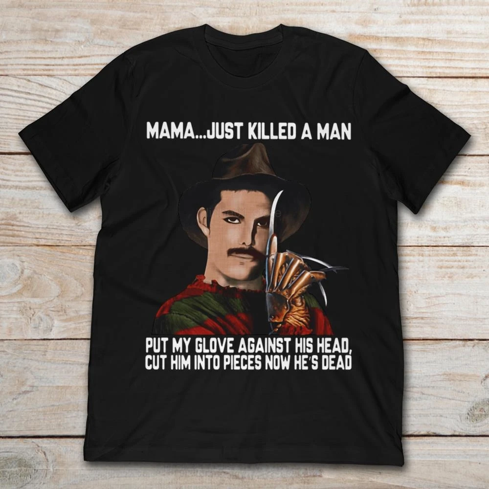 Мужская футболка с коротким рукавом Freddie Mercury Krueger Mama надписью My Glove лето 2019 |